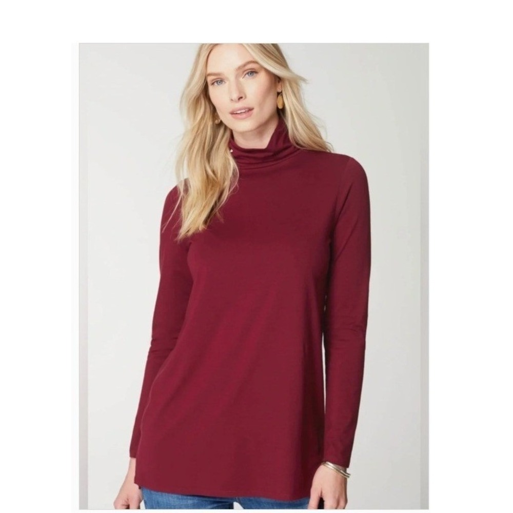 Pure Jill Relaxed Turtleneck Pima Cotton Spandex Burgundy Red Top Womens XL